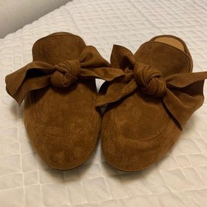 Brown leather mules